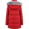 imageCREATMO US Womens Winter Snow Jacket Long Fur Puffer Coat With Removable Faux Fur TrimRed