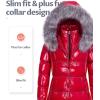imageCREATMO US Womens Winter Snow Jacket Long Fur Puffer Coat With Removable Faux Fur TrimShine Burgundy