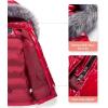 imageCREATMO US Womens Winter Snow Jacket Long Fur Puffer Coat With Removable Faux Fur TrimShine Burgundy