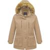 imageCREATMO US Womens Plus Size Winter Coat Waterproof Long Puffer Jacket Warm Military Thicken Parka with Fur HoodKhaki