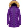 imageCREATMO US Womens Winter Hooded Coat Waterproof Warm Long Puffer Jacket ParkaPurple