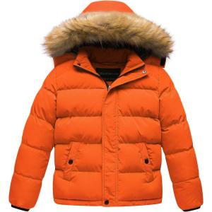 imageCREATMO US Boys Water Resistant Winter Coats Warm Fleece Lined Outwear Windbreaker Ski JacketOrange