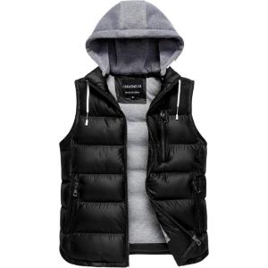 imageCREATMO US Womens Warm Vest Outerwear Thick Padded Puffer Sleeveless Vest With Detachable HoodBlack New