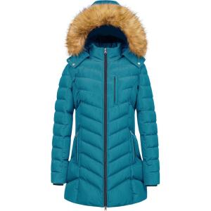 imageCREATMO US Womens Winter Hooded Coat Waterproof Warm Long Puffer Jacket ParkaAcid Blue