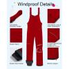 imageCREATMO US Boys Snow Bibs Kids Ski Pants Waterproof Insulated Winter OverallsRed