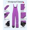 imageCREATMO US Girls Snow Bibs Kids Ski Pants Waterproof Insulated Winter OverallsPurple
