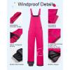 imageCREATMO US Girls Snow Bibs Kids Ski Pants Waterproof Insulated Winter OverallsRose Red