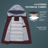 imageCREATMO US Mens Outdoor Winter Vest Outerwear Removable Hooded Padded Puffer Sleeveless VestBurgundy