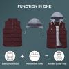 imageCREATMO US Mens Outdoor Winter Vest Outerwear Removable Hooded Padded Puffer Sleeveless VestBurgundy