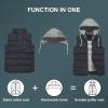 imageCREATMO US Mens Outdoor Winter Vest Outerwear Removable Hooded Padded Puffer Sleeveless VestDark Grey