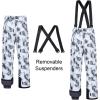 imageCREATMO US Mens Snow Pants Ski Bibs Waterproof Insulated Winter Snowboard CargoBlack White