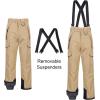 imageCREATMO US Mens Snow Pants Ski Bibs Waterproof Insulated Winter Snowboard CargoKhaki