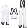 imageCREATMO US Mens Snow Pants Ski Bibs Waterproof Insulated Winter Snowboard CargoWhite