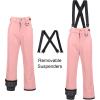 imageCREATMO US Womens Snow Pants Ski Bibs Waterproof Insulated Winter SnowboardPink