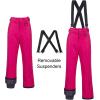 imageCREATMO US Womens Snow Pants Ski Bibs Waterproof Insulated Winter SnowboardRose Red