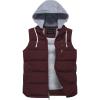imageCREATMO US Mens Outdoor Winter Vest Outerwear Removable Hooded Padded Puffer Sleeveless VestBurgundy
