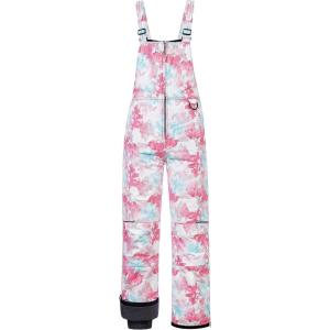 imageCREATMO US Girls Snow Bibs Kids Ski Pants Waterproof Insulated Winter OverallsPink Printed