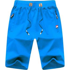 imageCREATMO US Mens Shorts Zipper Pocket Elastic Waist Stretch Summer Casual BeachBlue