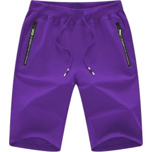 imageCREATMO US Mens Shorts Zipper Pocket Elastic Waist Stretch Summer Casual BeachDark Purple