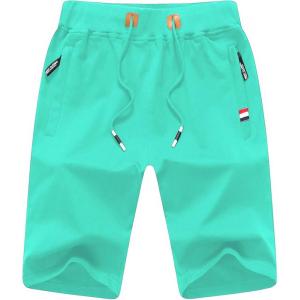 imageCREATMO US Mens Shorts Zipper Pocket Elastic Waist Stretch Summer Casual BeachLake Green