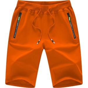 imageCREATMO US Mens Shorts Zipper Pocket Elastic Waist Stretch Summer Casual BeachOrange