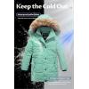 imageCREATMO US Girls Winter Fleece Lined Long Parka Puffer Coat Thicken Ski Jacket With Fur Trim HoodMint Green