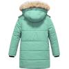 imageCREATMO US Girls Winter Fleece Lined Long Parka Puffer Coat Thicken Ski Jacket With Fur Trim HoodMint Green