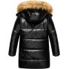 imageCREATMO US Girls Winter Fleece Lined Long Parka Puffer Coat Thicken Ski Jacket With Fur Trim HoodShine Black