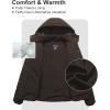 imageCREATMO US Womens Plus Size Warm Puffer Jacket Waterproof Fleece Lined Winter Coat with Removable HoodCoffee