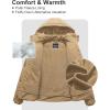imageCREATMO US Womens Plus Size Warm Puffer Jacket Waterproof Fleece Lined Winter Coat with Removable HoodKhaki