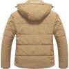 imageCREATMO US Womens Plus Size Warm Puffer Jacket Waterproof Fleece Lined Winter Coat with Removable HoodKhaki