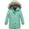imageCREATMO US Girls Winter Fleece Lined Long Parka Puffer Coat Thicken Ski Jacket With Fur Trim HoodMint Green