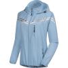 imageCREATMO US Womens Packable Waterproof Running Rain Coat Reflective Cycling Jacket Windbreaker With Detachable HoodBlue