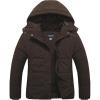 imageCREATMO US Womens Plus Size Warm Puffer Jacket Waterproof Fleece Lined Winter Coat with Removable HoodCoffee