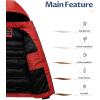 imageCREATMO US Mens Puffer Jacket Waterproof Winter Parka jacket Warm Thicken Ski CoatRed