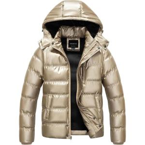 imageCREATMO US Mens Puffer Jacket Waterproof Winter Parka jacket Warm Thicken Ski CoatGold