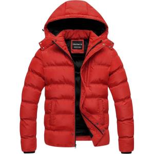 imageCREATMO US Mens Puffer Jacket Waterproof Winter Parka jacket Warm Thicken Ski CoatRed