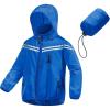 imageCREATMO US Boys Girls Rain Coat Kids Reflective Cycling Jacket Lightweight Waterproof Windbreakers With Removable Hood