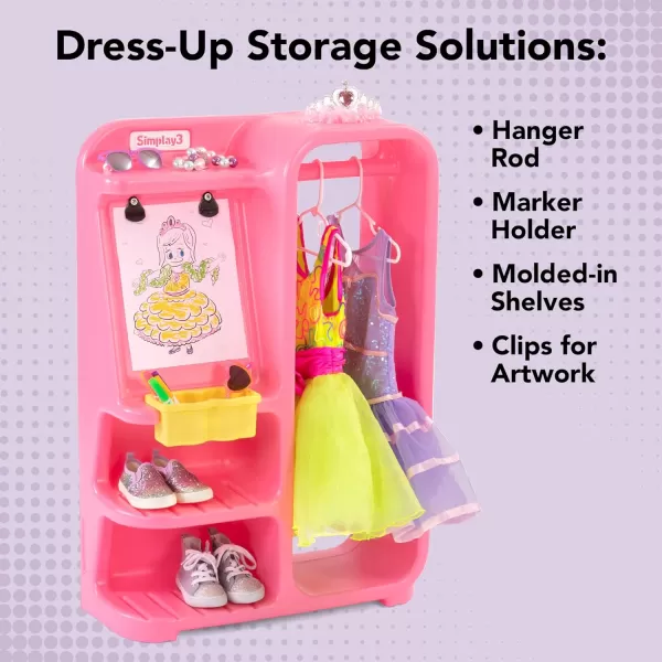 Simplay3 Dress Up and Design Kids Dress Clothes and Costume Closet  Kids Closet Organizer with Easel and Storage for Princess Dress Up Clothes Made in USASimplay3 Dress Up and Design Kids Dress Clothes and Costume Closet  Kids Closet Organizer with Easel and Storage for Princess Dress Up Clothes Made in USA