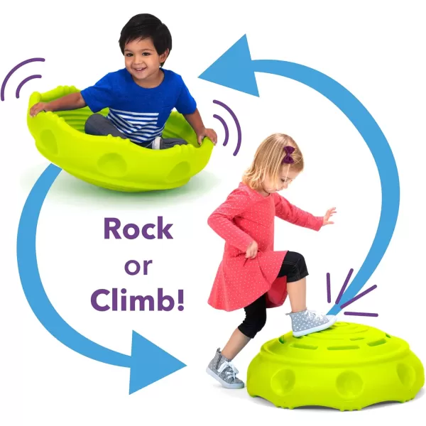 Simplay3 Two Sided Rock Around Wobble Disk and Climbing Dome for Toddlers and Kids  Rocking and Climbing  IndoorOutdoor  Green Made in USAGreen