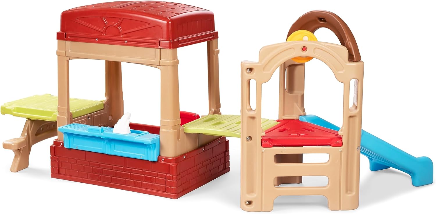 Simplay3 Sunny Day Indoor or Outdoor Cottage Picnic Playhouse for Toddlers and Young Children with Kitchenette and Picnic TableMini Modular