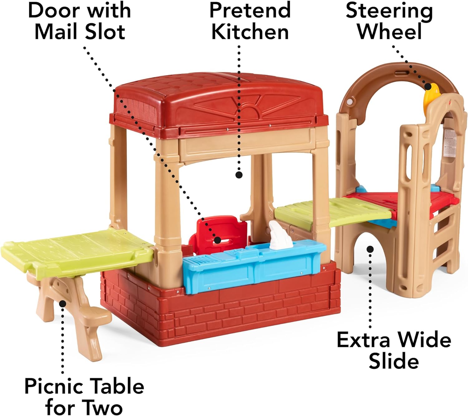 Simplay3 Sunny Day Indoor or Outdoor Cottage Picnic Playhouse for Toddlers and Young Children with Kitchenette and Picnic TableMini Modular