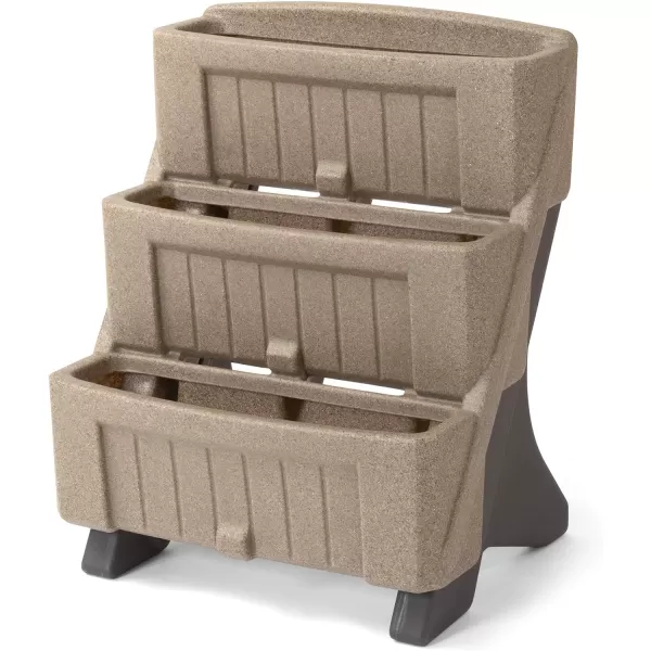 Simplay3 American Home 3Level Multi Tiered Planter  Larger Planter Boxes for Indoor and Outdoor Garden Beds Natural Stone Color Made in USANatural Stone