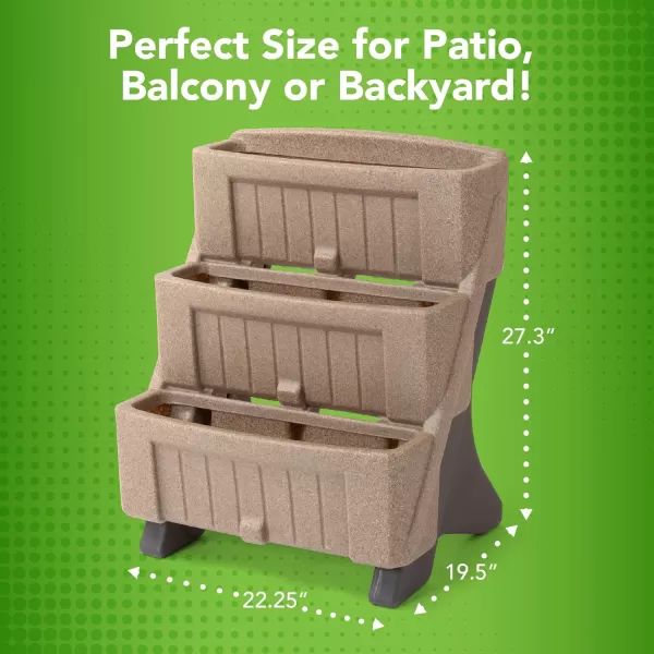 Simplay3 American Home 3Level Multi Tiered Planter  Larger Planter Boxes for Indoor and Outdoor Garden Beds Natural Stone Color Made in USANatural Stone