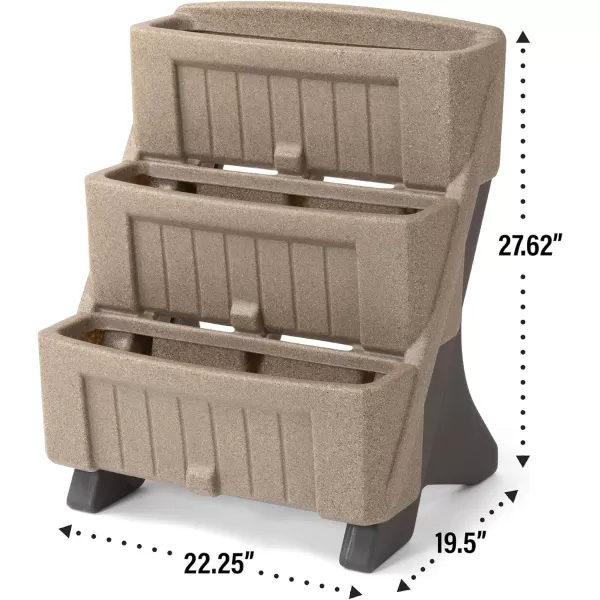 Simplay3 American Home 3Level Multi Tiered Planter  Larger Planter Boxes for Indoor and Outdoor Garden Beds Natural Stone Color Made in USANatural Stone