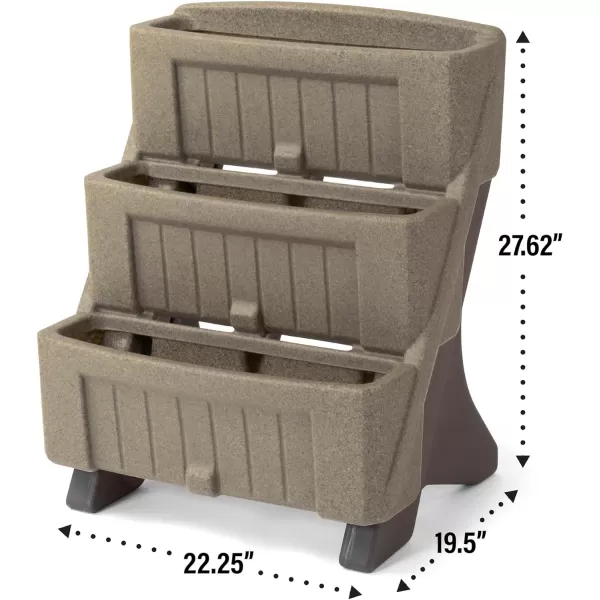 Simplay3 American Home 3Level Multi Tiered Planter  Larger Planter Boxes for Indoor and Outdoor Garden Beds Natural Stone Color Made in USATimber Tan