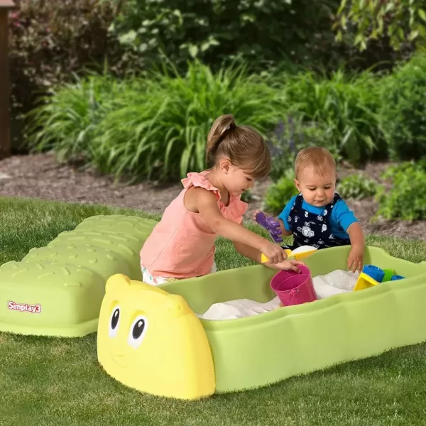 Simplay3 Caterpillar Sandbox with Lid Kids Plastic Sandbox with Lid for Outdoor Play and Indoor Sensory Play Made in USASimplay3 Caterpillar Sandbox with Lid Kids Plastic Sandbox with Lid for Outdoor Play and Indoor Sensory Play Made in USA