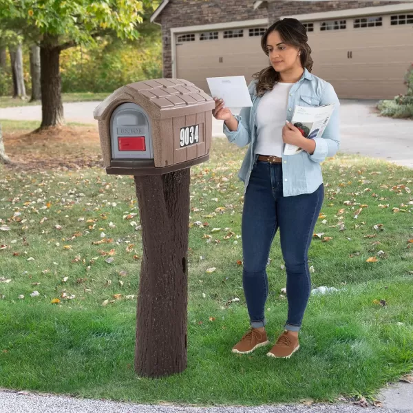 Simplay3 Classic Plastic Residential Mailbox amp Post Mount Combo Kit with 2 Access Doors  Light GrayDark GrayCabin Sand Stone