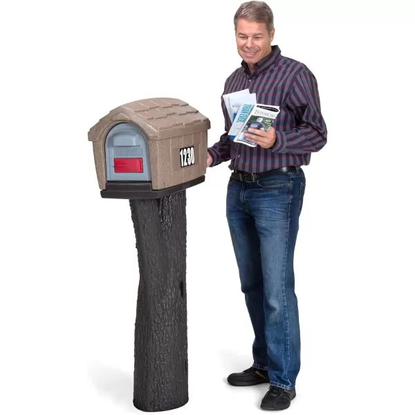 Simplay3 Classic Plastic Residential Mailbox amp Post Mount Combo Kit with 2 Access Doors  Light GrayDark GrayCabin Sand Stone