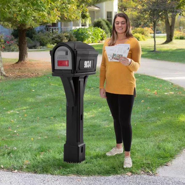 Simplay3 Classic Plastic Residential Mailbox amp Post Mount Combo Kit with 2 Access Doors  Light GrayDark GrayClassic Black